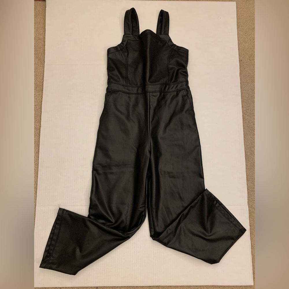 Abercrombie Kids Black Faux Leather Jumpsuit